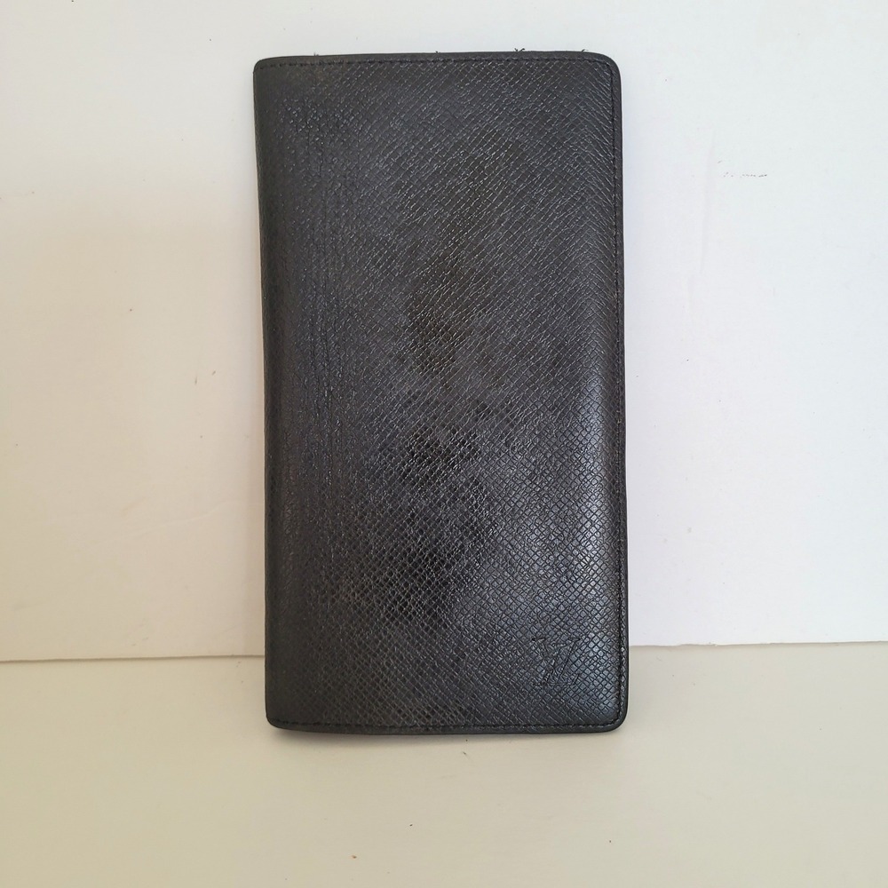 Louis‎ Vuitton Wallet Taiga Leather Ardoise Black Long Bifold TA2141